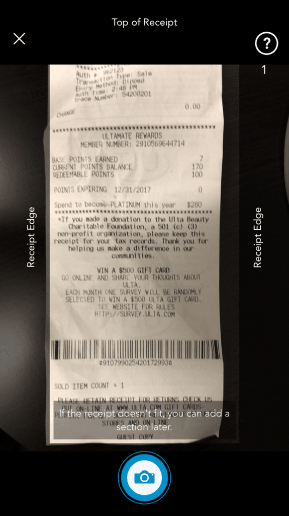 ulta beauty submit receipts for purchased items in shopkick app