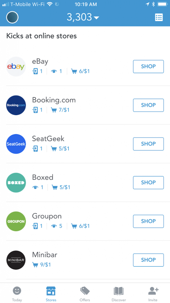 booking.com kicks at online stores in shopkick app